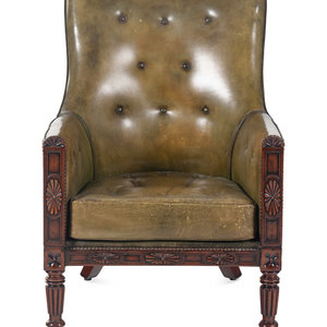 A Late William IV Mahogany Leather-Upholstered