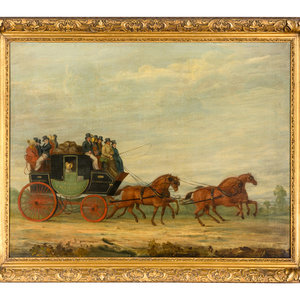 English School 19th Century Stagecoach oil 34575c