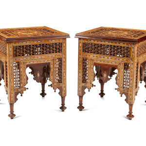 A Pair of Levantine Marquetry and