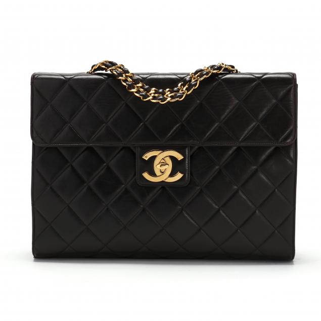 CHANEL VINTAGE QUILTED BLACK JUMBO 345789