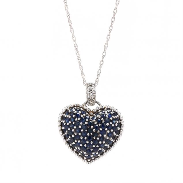 WHITE GOLD AND GEM-SET HEART NECKLACE