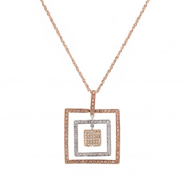 TRI COLOR GOLD AND DIAMOND PENDANT 3457ca