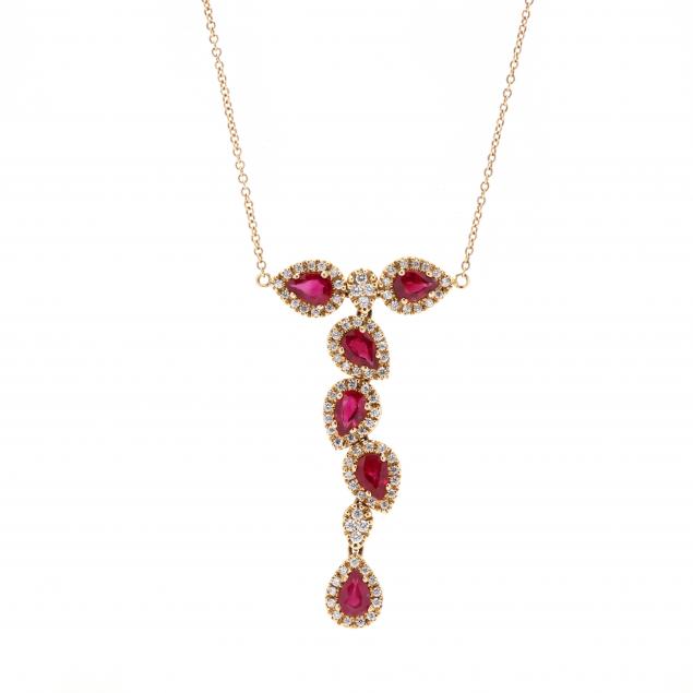 GOLD RUBY AND DIAMOND NECKLACE 3457ea