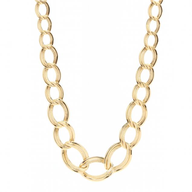 GOLD GRADUATED OVAL LINK NECKLACE  3457e5