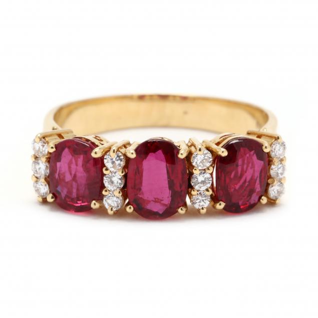 GOLD, RUBY, AND DIAMOND RING Ring