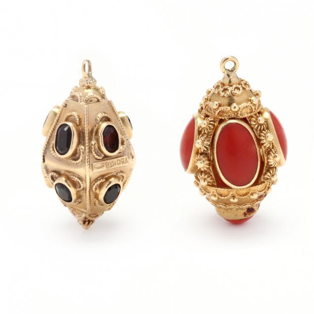 TWO VINTAGE ETRUSCAN STYLE GOLD