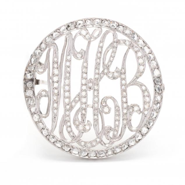 ANTIQUE PLATINUM AND DIAMOND MONOGRAM