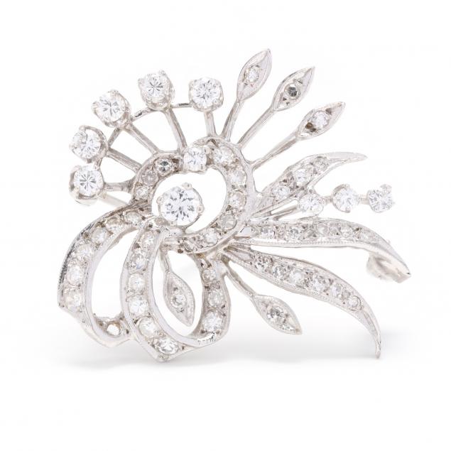 WHITE GOLD AND DIAMOND SPRAY BROOCH 34581c