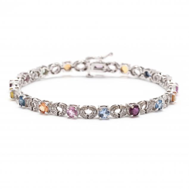 WHITE GOLD AND MULTI-GEMSTONE BRACELET