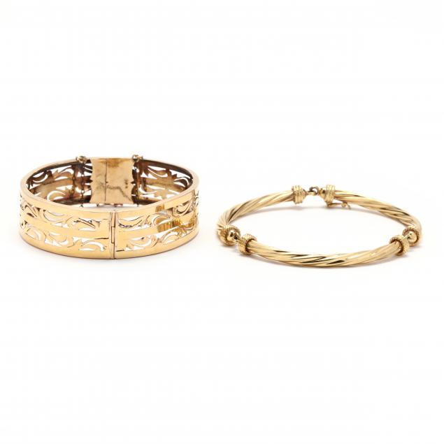 TWO GOLD BRACELETS To include  345837