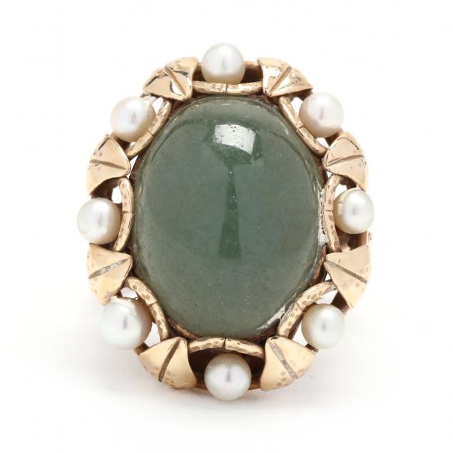 GOLD, JADE, AND PEARL RING, MING'S