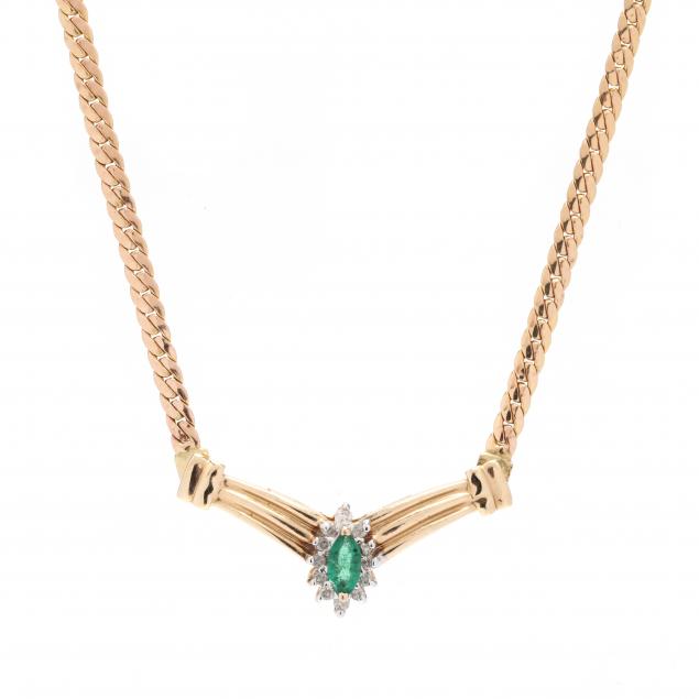 GOLD EMERALD AND DIAMOND NECKLACE 34583c