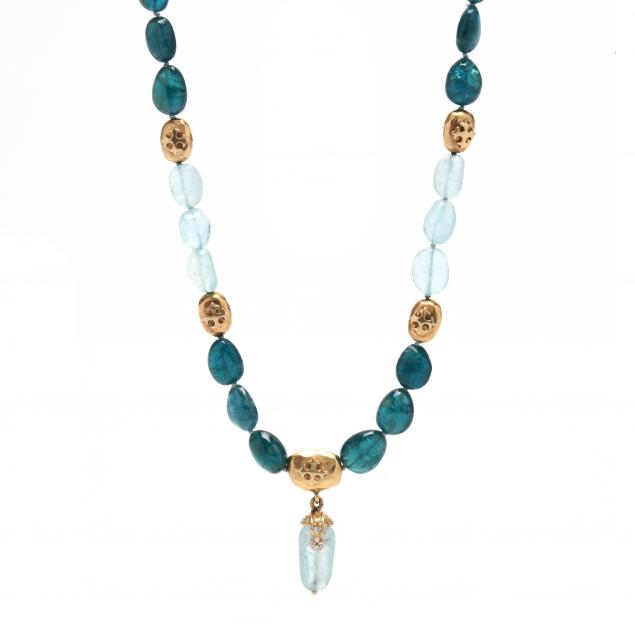 18KT GOLD AND GEMSTONE BEAD NECKLACE  345847