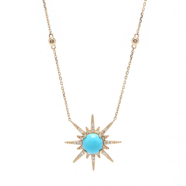 GOLD TURQUOISE AND DIAMOND STAR 345863