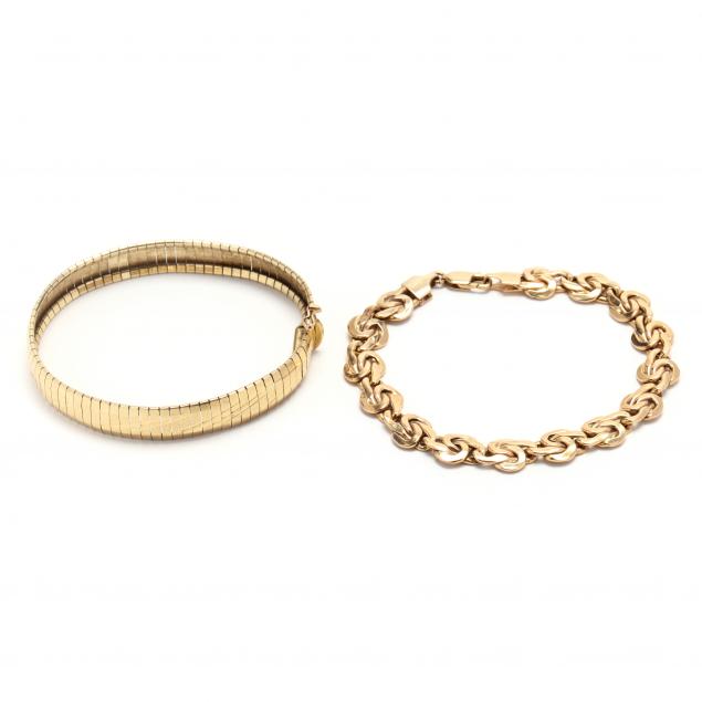 TWO GOLD BRACELETS ITALY The first 34586b