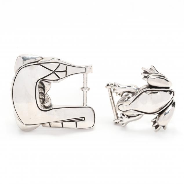 TWO STERLING SILVER BUCKLES BARRY 34587d