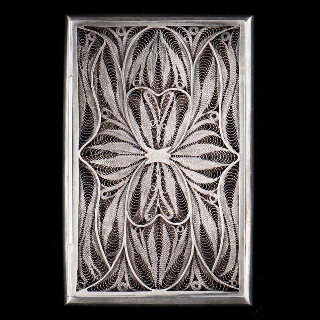 A FINE SILVER FILIGREE CARD CARRIER 3458df