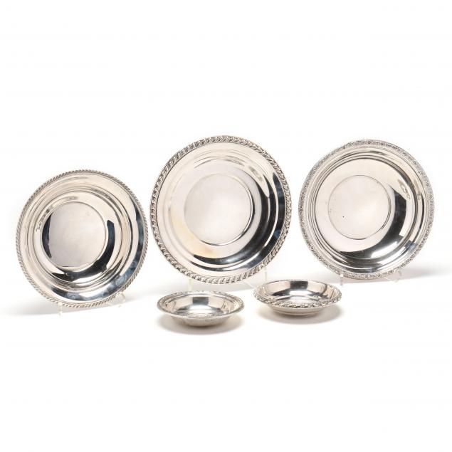 FIVE STERLING SILVER SERVING DISHES 345911