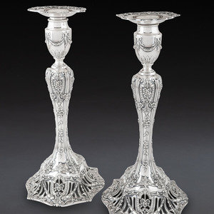 A Pair of American Silver Candlesticks Graff  345993