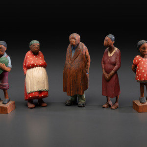 Five Carved and Painted Wood Folk 3459ba