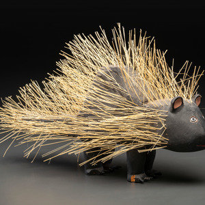 David Alvarez American 1953 2010 Porcupine carved 3459cb