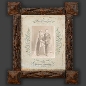 Five Tramp Art Frames Late 19th Early 3459cf