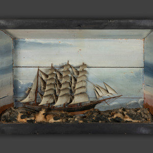 A Carved and Painted Wood Ship Diorama
20th