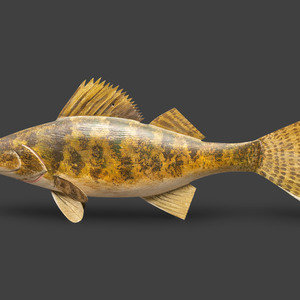 A Carved and Painted Wood Walleye