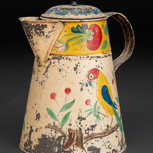 A Paint Decorated Toleware Pitcher 19th 345a0b
