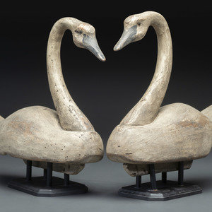 A Pair of Painted Wood Swan Decoys
20th