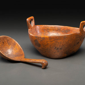 A Burlwood Scoop and Bowl 19th 345a1d