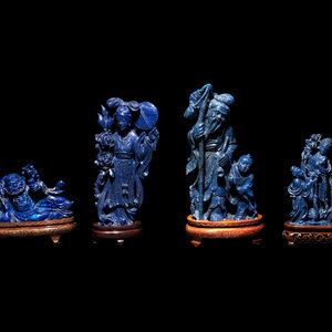 Four Chinese Lapis Lazuli Figural