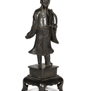 A Chinese Bronze Figure of a Daoist 345abc