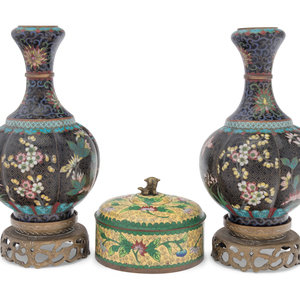 Three Chinese Cloisonn Vessels Tallest 345abf