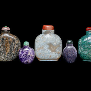 Seven Chinese Hardstone Snuff Bottles
Late