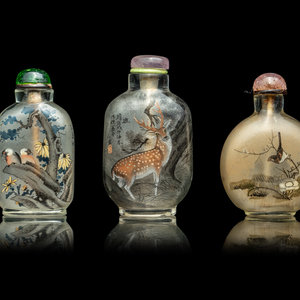 Three Chinese Inside Painted Glass 345ad8