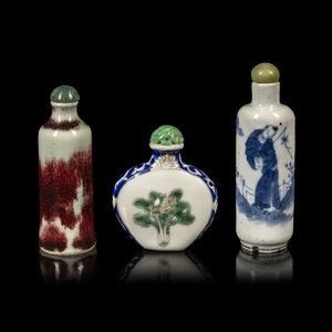 Three Chinese Porcelain Snuff Bottles
Late