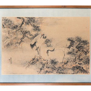 Tsubaki Chinzan 
(Japanese, 1801-1854)
Cranes