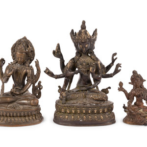Three Asian Bronze Figures of Bodhisattva Height 345b1b