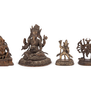 Four Asian Bronze Figures of Bodhisattva Height 345b1d