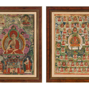 Two Tibetan Thangkas Late 19th early 345b16