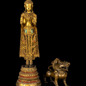 A Thai Gilt Bronze Figure of Standing 345b20