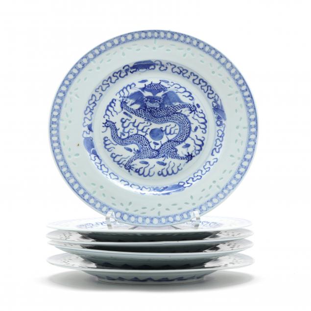 FIVE CHINESE BLUE AND WHITE RICE 345b57