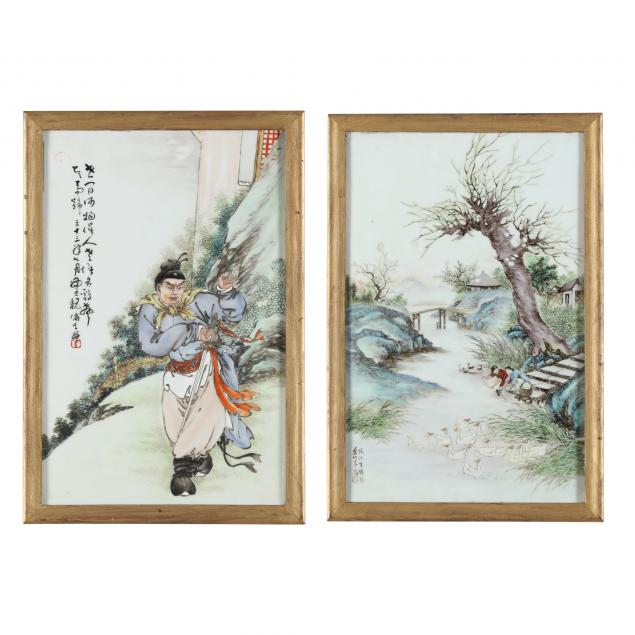 TWO CHINESE PORCELAIN PLAQUES 