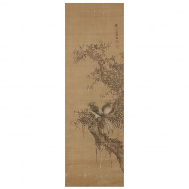 A CHINESE PAINTING ON SILK OF TWO 345b6f
