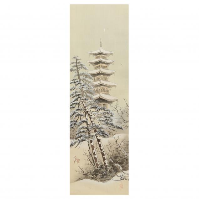 A JAPANESE PAINTING OF SNOW COVERED 345b88