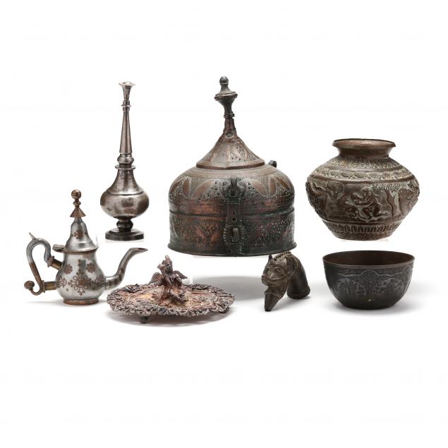 A GROUP OF INDIAN METALWARE 19th 345b8b