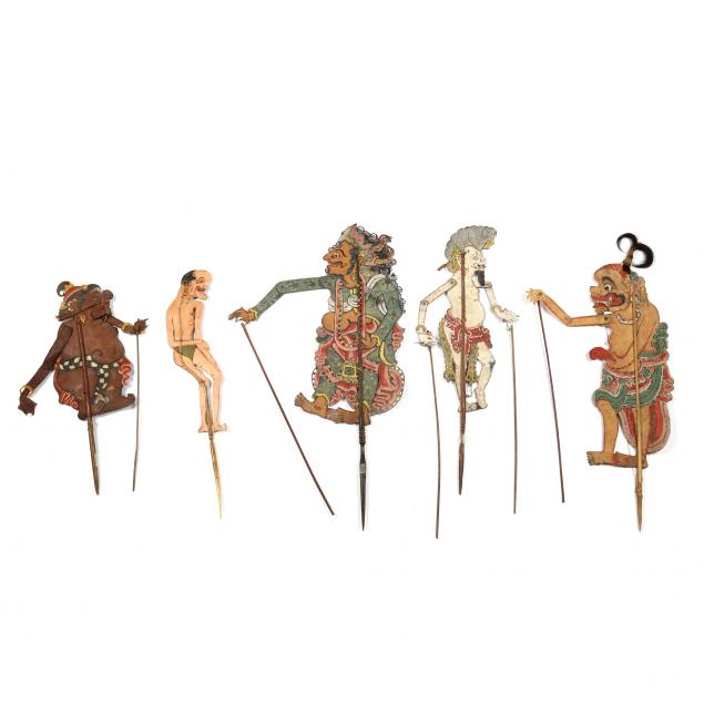 A GROUP OF FIVE INDONESIAN WAYANG