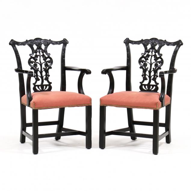 PAIR OF CHIPPENDALE STYLE CARVED 345b9b