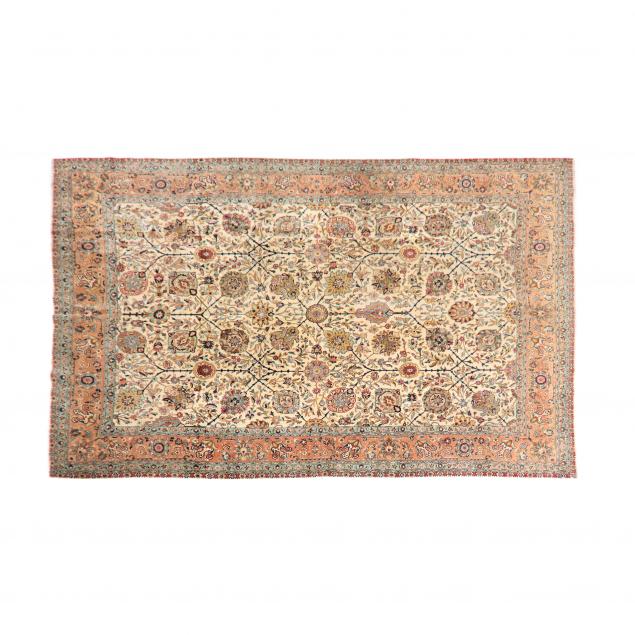 VINTAGE TABRIZ CARPET Ivory field 345bab